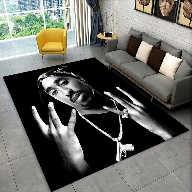 Ковер с изображением рэперов Эминема Тупака 2pac Хип-хоп Рэп Бог для игровой комнаты, спальни, гостиной, дивана, домашнего декора, детский коврик, нескользящий