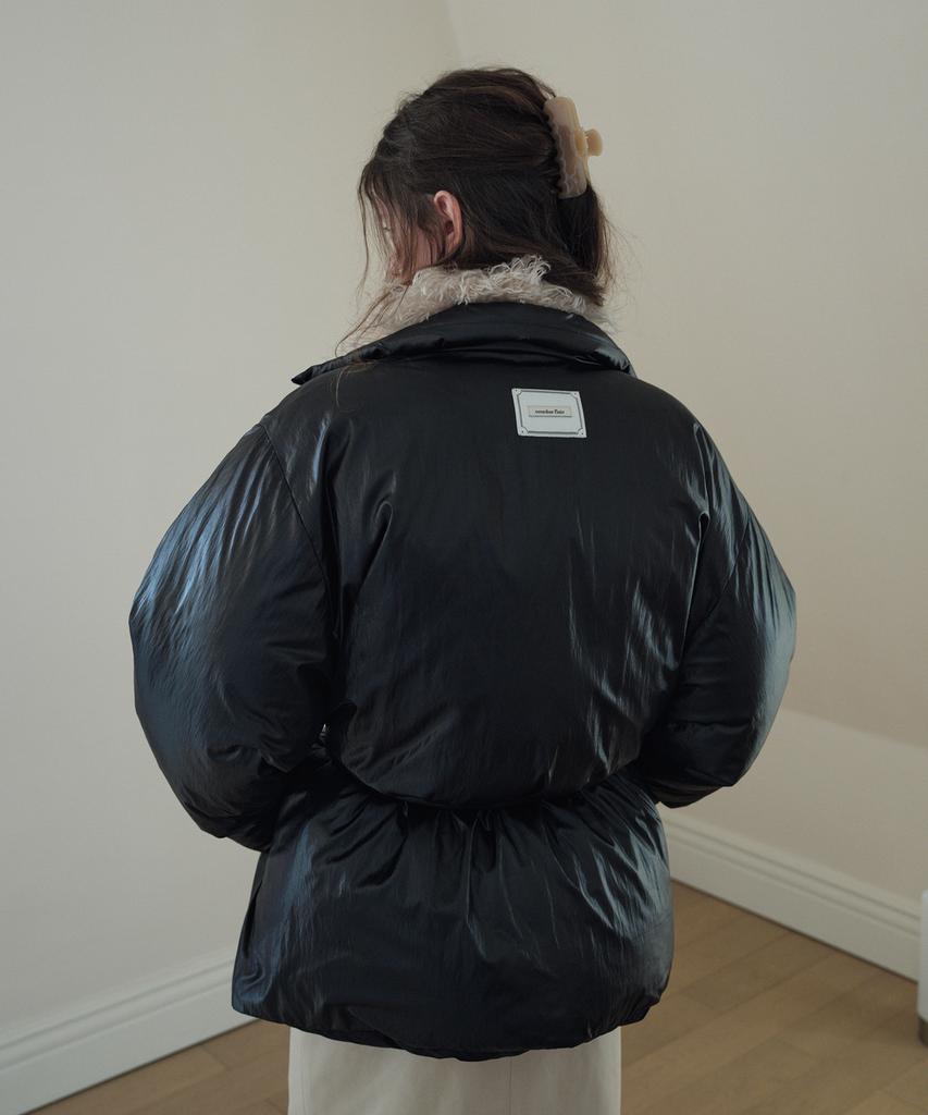 Overdueflair Fur High Neck Goose Down Jumper_Black