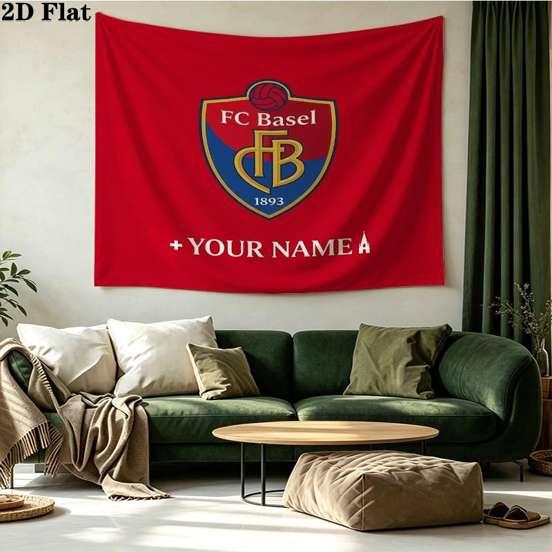 Custom Name FC Basel Printed Tapestry – Wall Hanging for Bedrooms, Dorms, and Home Decor