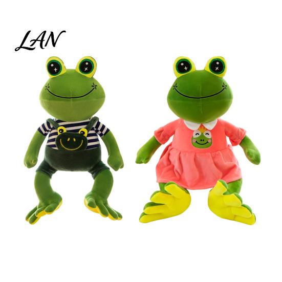 Frog Plush Toy Prince Princess Toy, Cute Stuffed Animal with Striped Shirt/Skirt, Doll Soft Pillow for Bedroom, Birthday Gift Kids Lovers Sparkly Eye