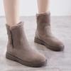 Ladies Shoes 2024 Hot Sale Side Zip Women's Boots Winter Round Toe Suede Solid Short Barrel Flat Fashion Boots Zapatos De Mujer