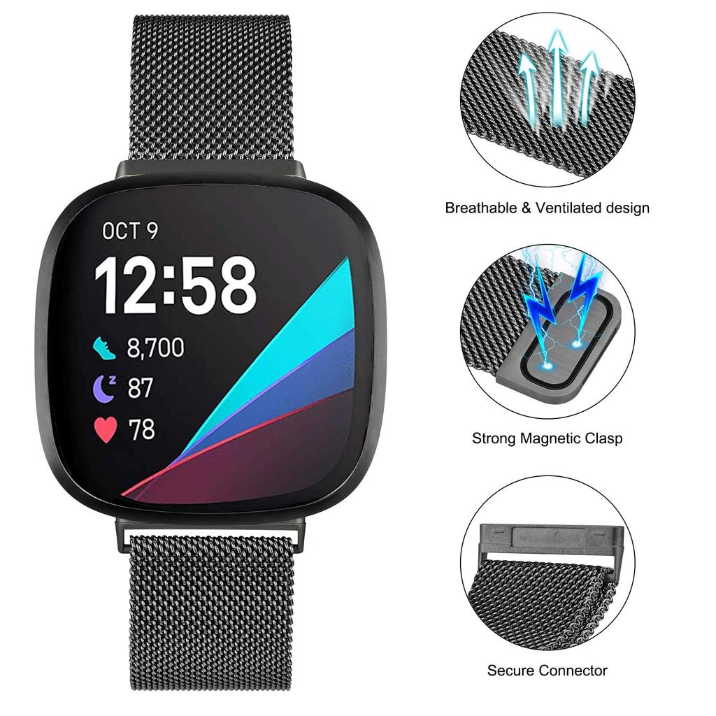 Миланский Loop ремешок для Fitbit versa 4 3 Ремешок Sense/Lite Магнитный Нержавеющая сталь металлический ремень Браслет correa Fitbit versa 2