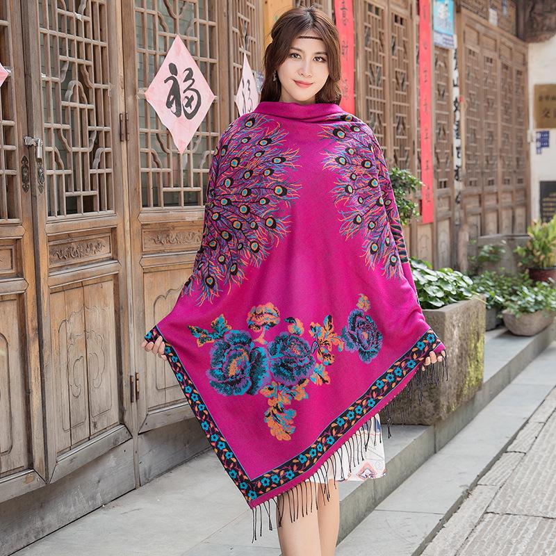 145 * 145cm Autumn And Winter New Women'S Solid Color Versatile Simple Tassel Imitation Cashmere Double-Sided Scarf Warm Scarf Atmosphere Shawl