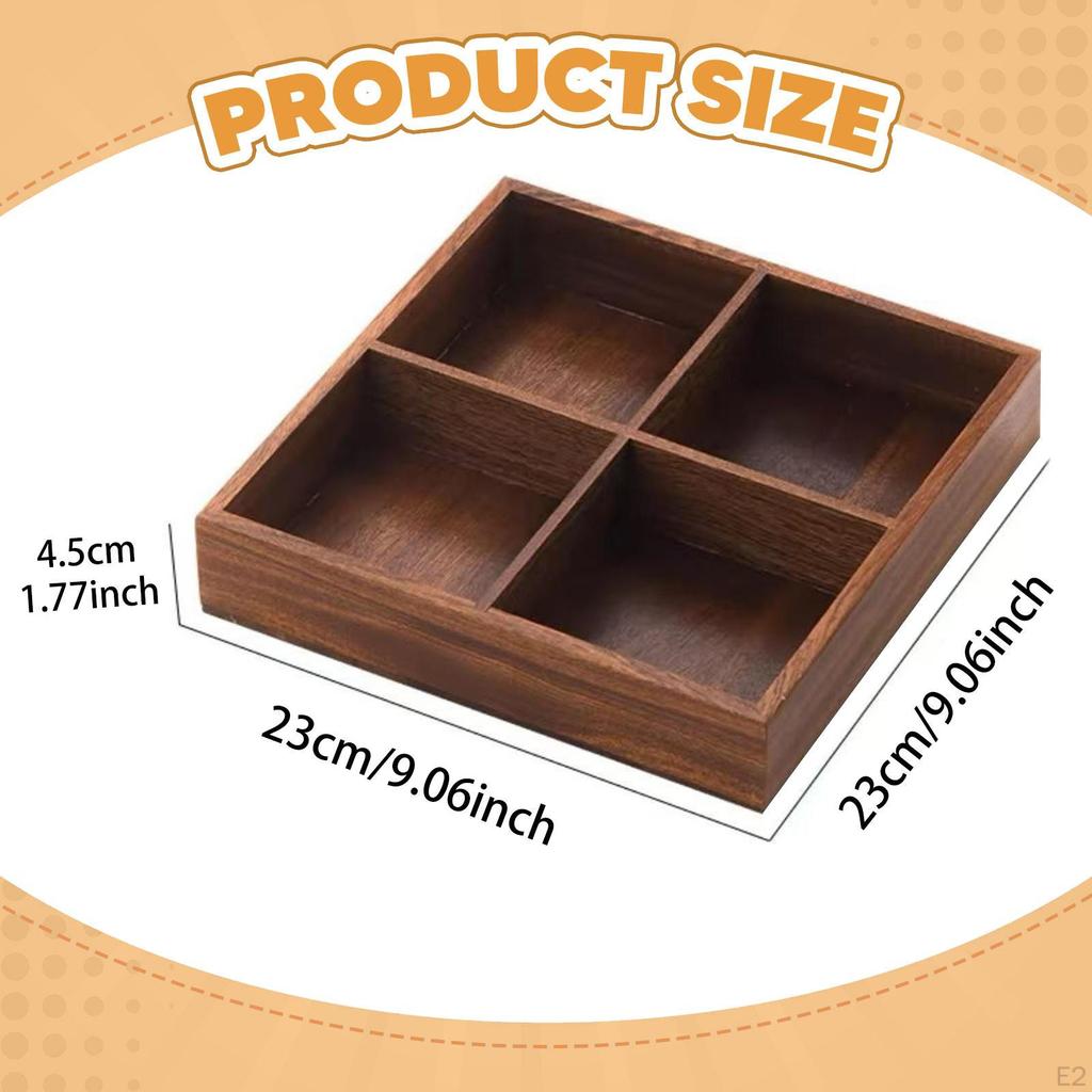 Wood Divided Serving Tray Food Container Serve Plate Sushi Platter for Appetizer Party Teahouse