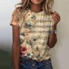 Летняя роза Музыка 3D-принт Футболки Женская уличная одежда Харадзюку Повседневная мода Y2k Футболка с коротким рукавом Круглый вырез Футболки Топы Рубашка