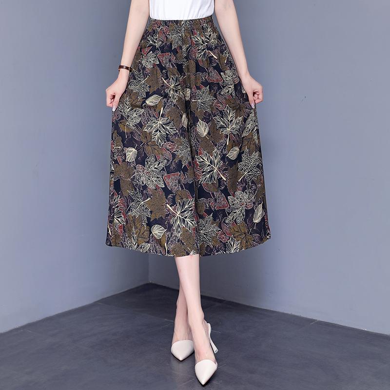 Широкие брюки с высокой талией, женские летние брюки больших размеров, повседневные свободные винтажные брюки с эластичной резинкой на талии, большие размеры