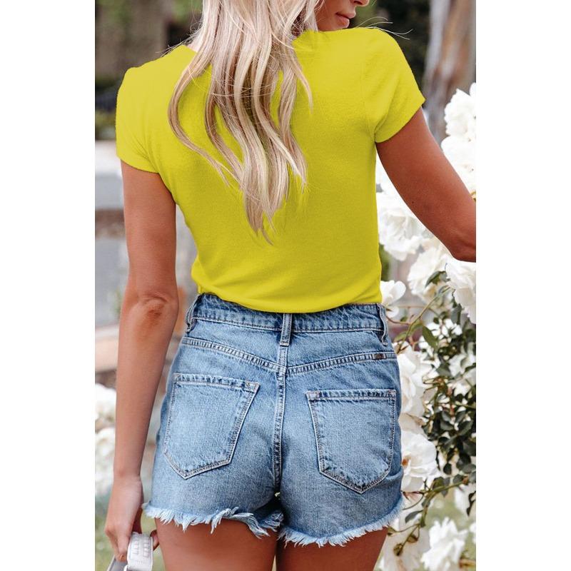 Spring Summer Women's T-shirt, Sexy V-neck Tops, Women's Short Sleeve T-shirt