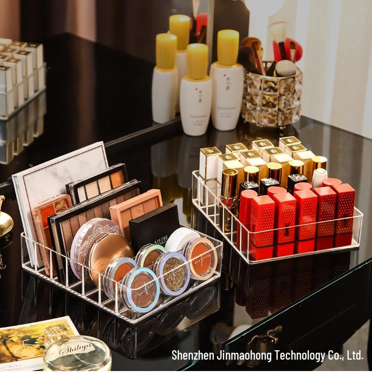 Clear Makeup Organizer: Eyeshadow Palette, Powder, Blush, Lipstick Storage Box & Vanity Drawer Dividers