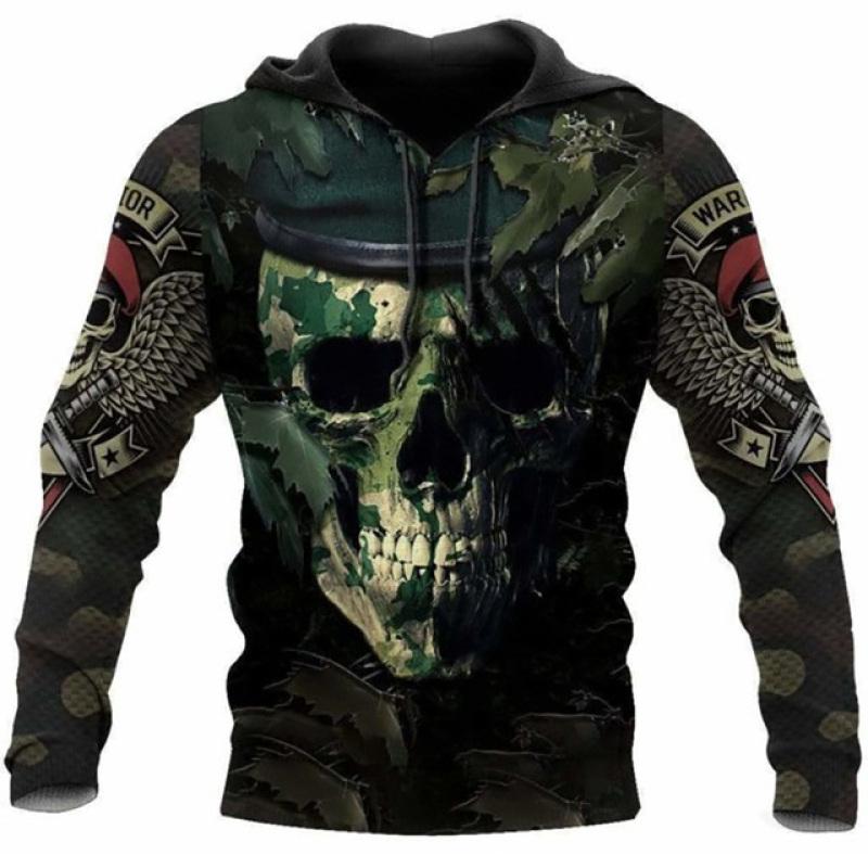 Mans Skull Printing Hoodies Autumn Fashion New Retro Hip Hop Style Hooded Sweatshirts Street Trend Leisure Comfortable Pullover