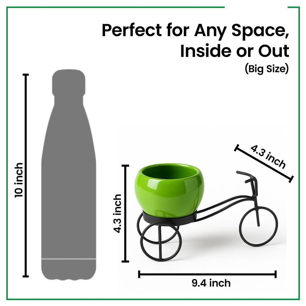 Cycle-Shaped Metal Plant Stand for Indoor & Outdoor Use, Metal Cycle Flower Vase, Decorative Iron Planter Pot Holder for Flowers & Ornaments