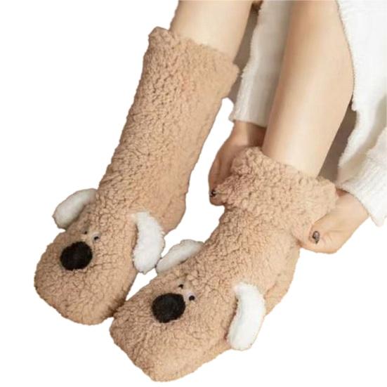 Пушистые домашние носки Милые пушистые носки с ушками собаки Уютные носки-кабинки Мужские Женские Теплые зимние носки для дома, отдыха, сна