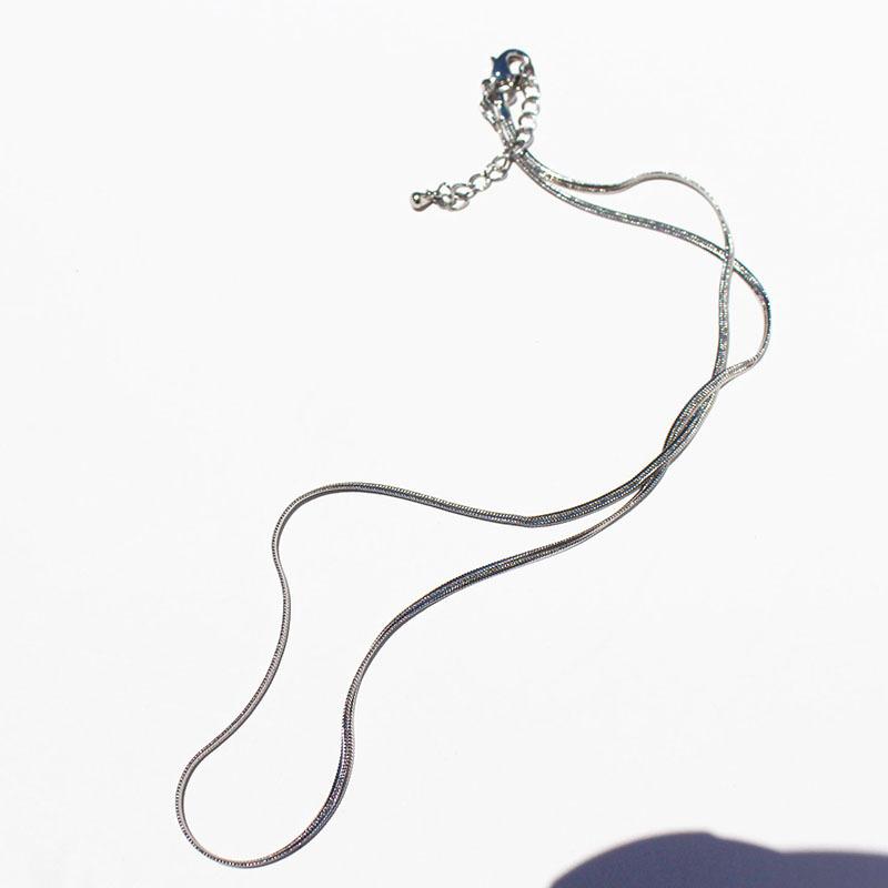 Vacuum Electroplating Cold Wind Fashionable Simple Stacking 2021 New Flat Narrow Snake Bone Chain Necklace 293