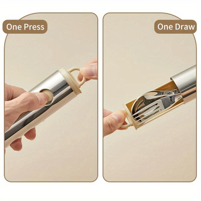 WORTHBUY Портативный набор столовых приборов с чехлом для хранения Набор вилок, ложек и палочек для еды из нержавеющей стали 304 Выдвижной набор походной посуды