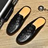Half Shoes for Men Mules Luxury Designer Man Slides Slip on Flats Men Driving Shoes Leather Semi-Drag Loafers Slippers Hombres