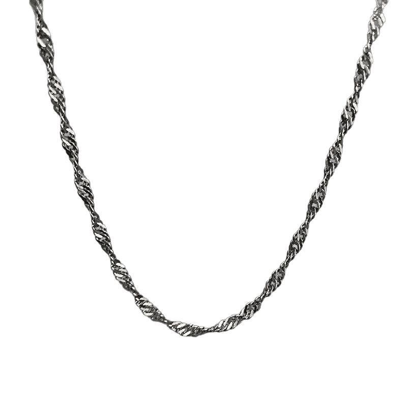 Curved Twist Necklace: Elegant European-American Design, Luxurious Water Wave Chain for Women