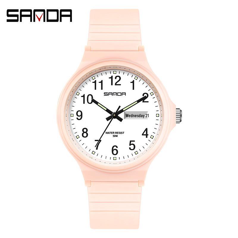 Sanda 6060 Dual Calendar Waterproof Quartz Watch for Casual Outdoor Wear - Men's & Women's Student Wristwatch