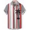 European And American Independent Station Men'S Shirt 3D Digital Printing Hawaiian Wide Stripe Casual Short Sleeve Top