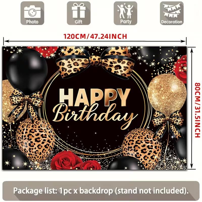 2D Wild Leopard Print Birthday Backdrop Adult Party Photoshoot Background