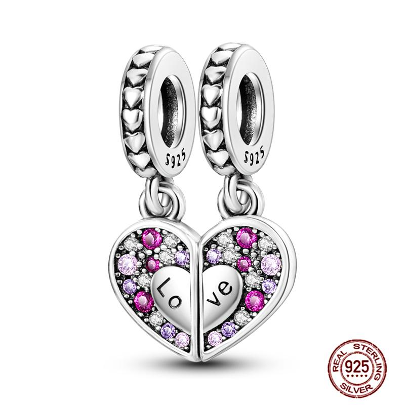 Медные Шармы Большая Любовь Мама Семья Сестра Розовое Сердце Тюльпан Бусины Ча Подходят для Оригинального Браслета Сделай Сам Ювелирный Подарок на День Матери