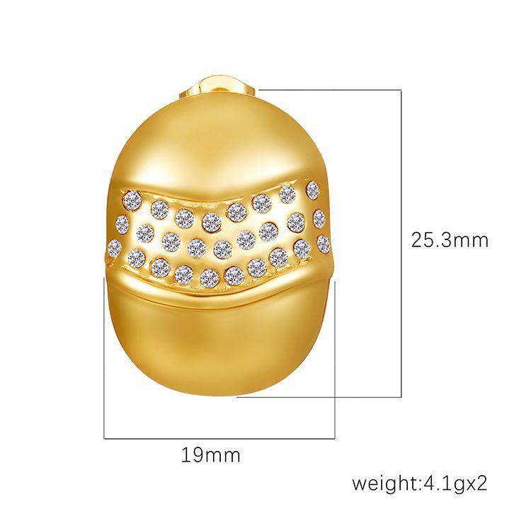 Oil Pressure Earrings, Advanced Induction Plating 18K Diamond-plated Gold-plated Oval Micro-inlaid Retro Earrings