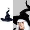 Black Devil Cap Folds Wool Knit Hat Vintage Halloween Party Headgear  Cosplay Costume
