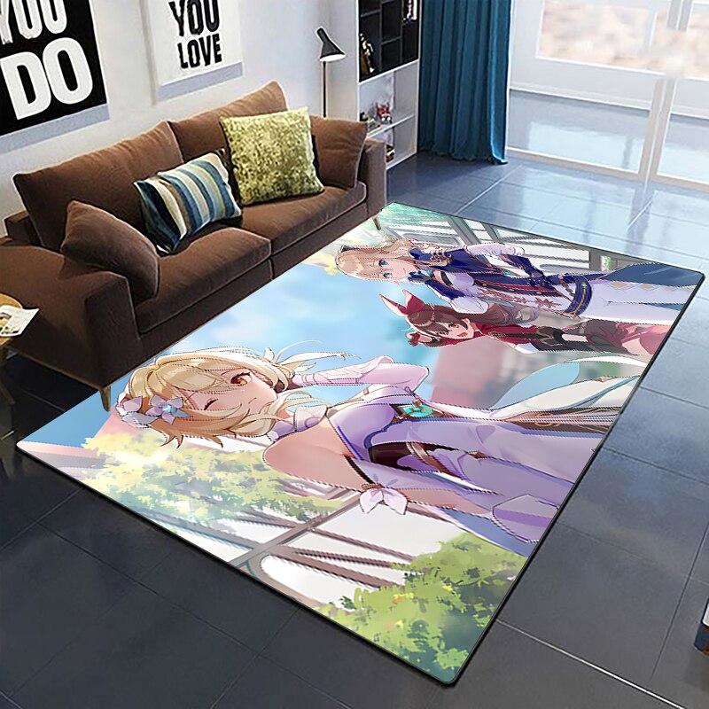 Genshin Impact Carpets Living Room Decoration Bedroom Parlor Tea Table Area Rug Mat Soft Flannel Large Rugs and Baby Gift Carpet