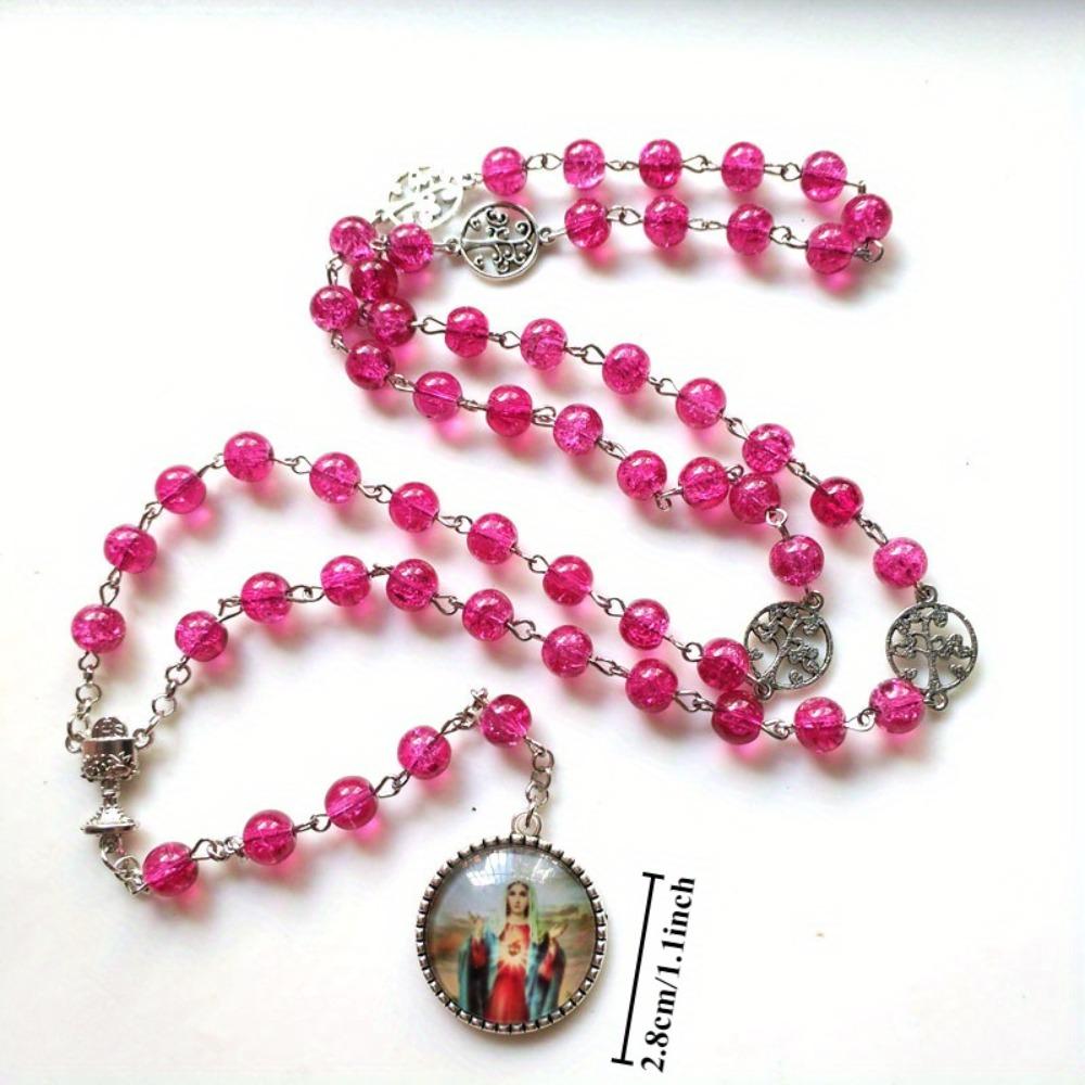 Винтажный кулон Девы Марии с четками, длинное католическое крестовое религиозное молитвенное украшение