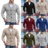 Mens Fashion England Style Knitted Cardigan Sweater 2024 New Shawl Collar Loose Fit Long Sleeve Single-breasted Cardigans