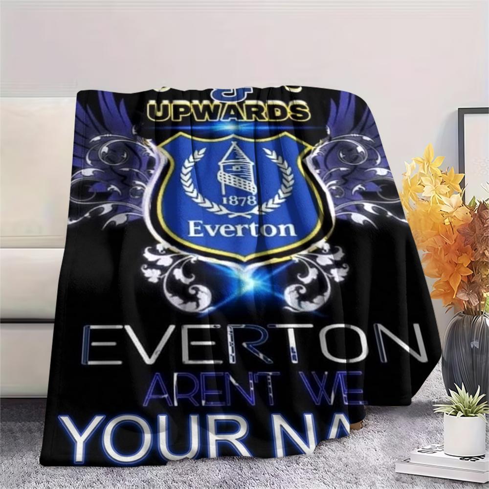 1PC Custom Name Everton FC Patterned Flannel Blanket Suitable For All Seasons for Home Decor Warmth and Comfort Gifts Holiday Present
