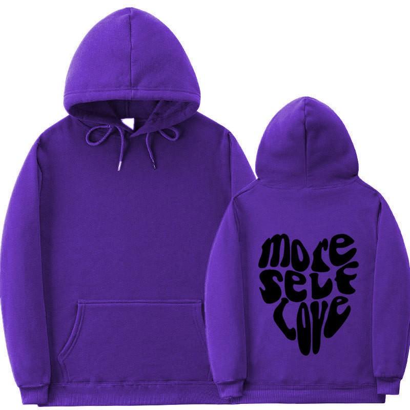Unisex Hooded Fleece Sweatshirt With Letter Print Ribbed Hem Cuffs Loose Fit Long Sleeve Fall
