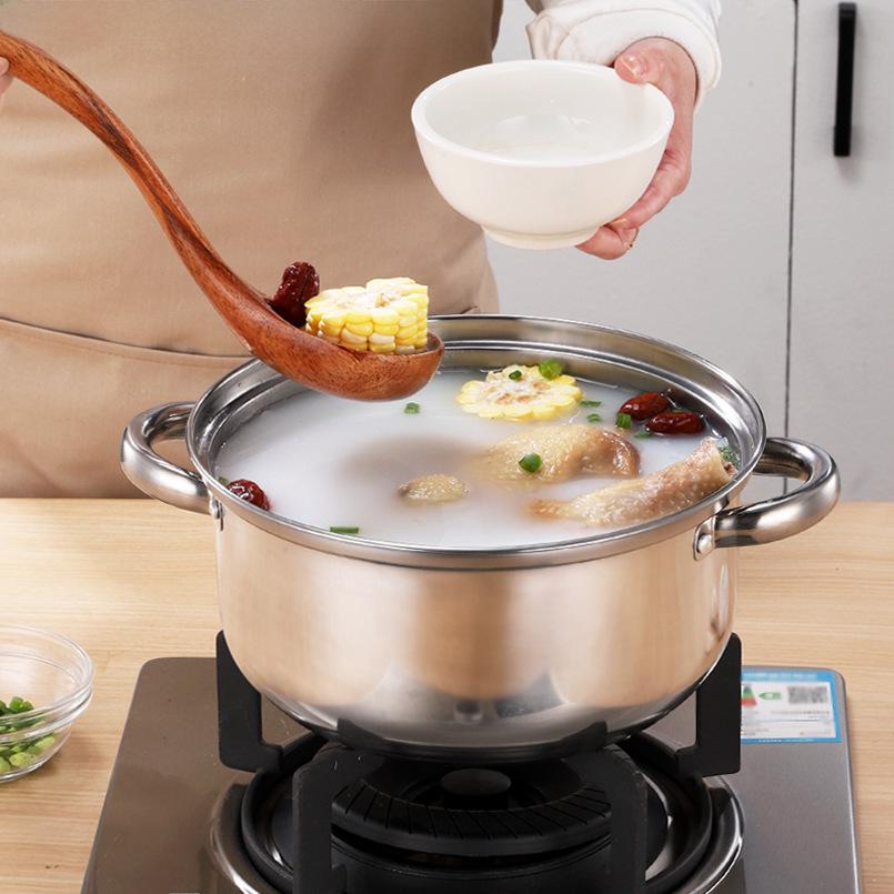 Stainless Steel Thickened Double-Ear Soup Pot (22/24/26cm) with Double Bottom and Gift Box