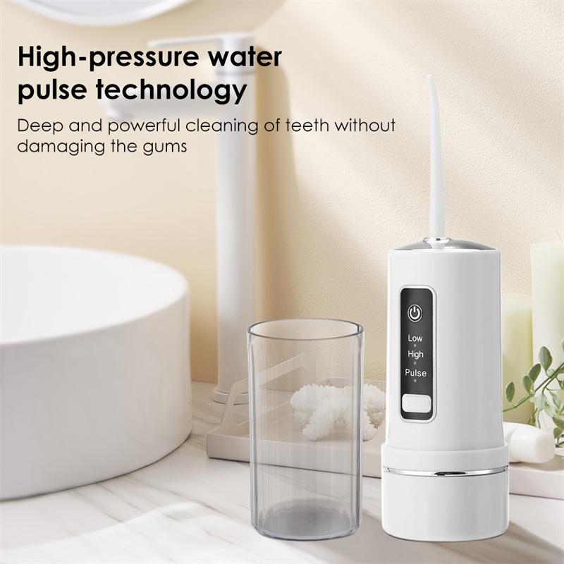Oral Irrigator USB Rechargeable Dental Water Flosser 4 Nozzles Water Jet 230ML Water Tank 3 Modes Waterproof Dental Health