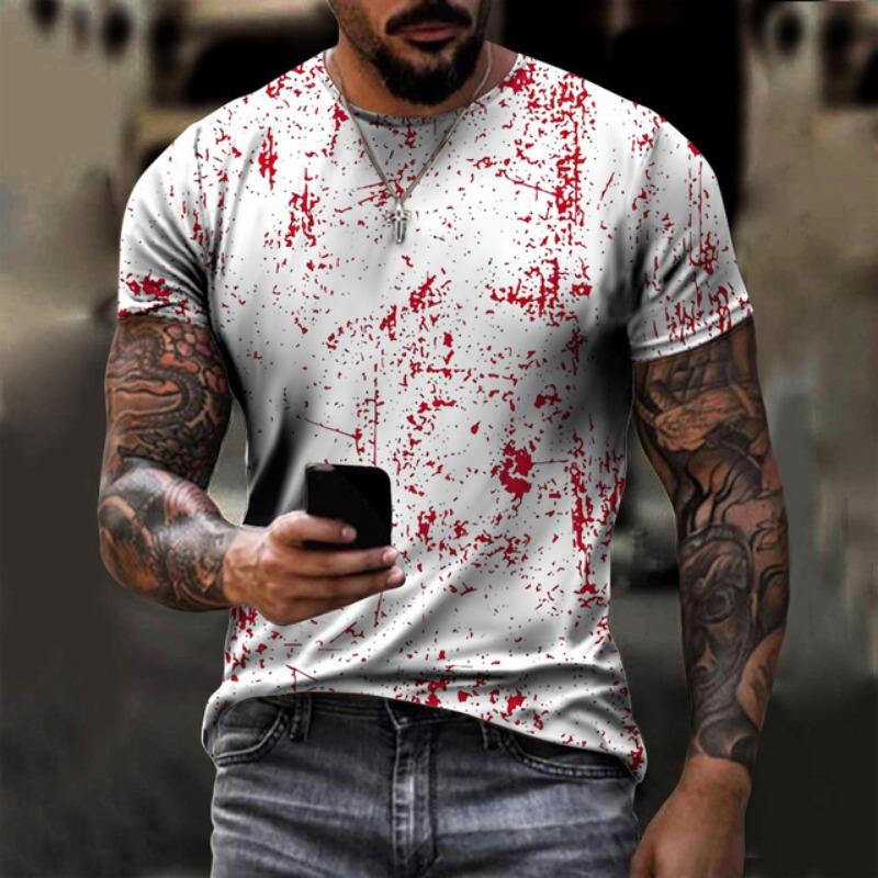 Футболки ужасов на Хэллоуин с кровавым 3D-принтом для мужчин и женщин, новые футболки с коротким рукавом, большие размеры Harajuku Y2k, топы, футболки, детская одежда