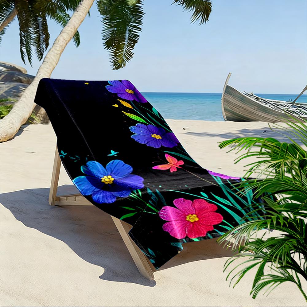 Colorful Floral Design with Butterflies Beach towel quick-drying for travel outdoor sports jogging beach and swimming