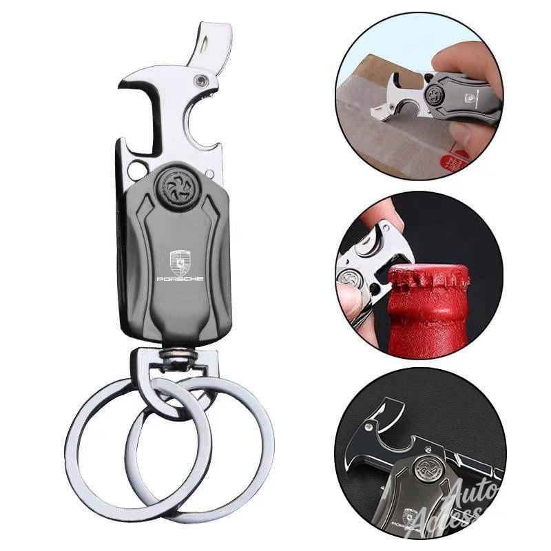 snprg4 Car Bottle Opener Keychain Corkscrew Multipurpose Keyring For Porsche Cayenne Panamera Macan 911 Taycan Boxster Cayman 918 Pajun
