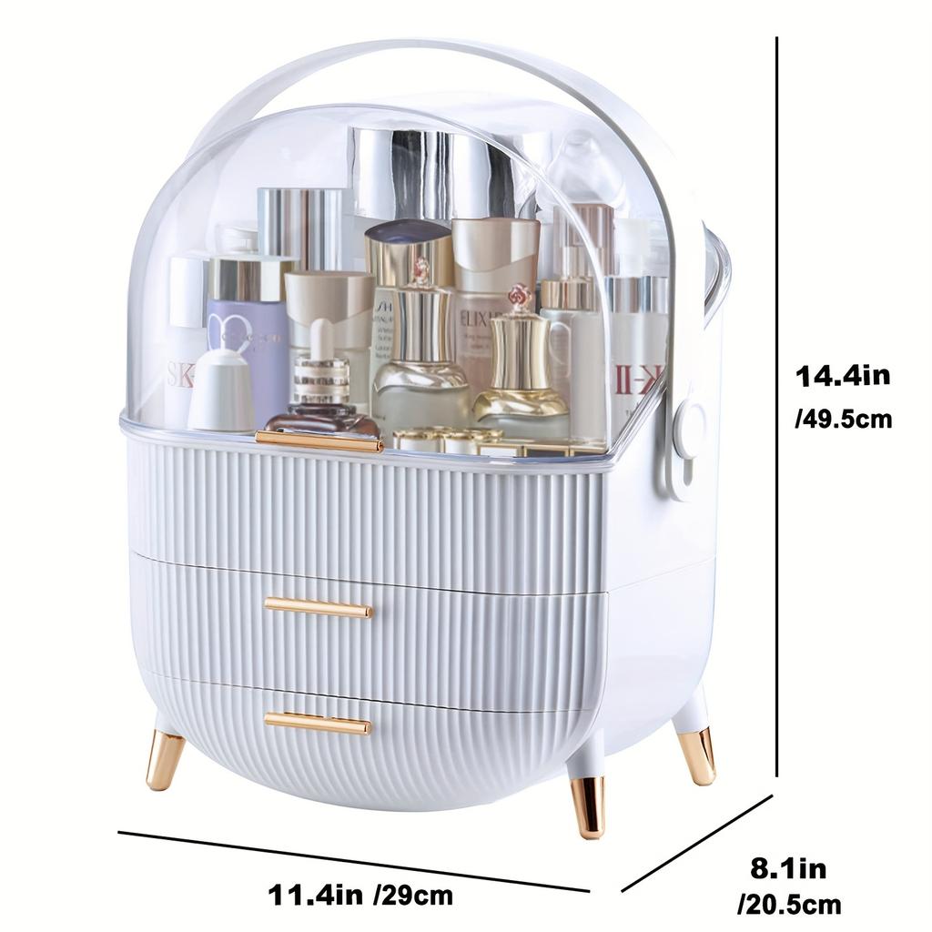 Make Up Organizers and Storage for Vanity, Cosmetics Skincare Organizers with Lid and Drawers, Cosmetic Display Cases for Countertop, Bathroom Dresser