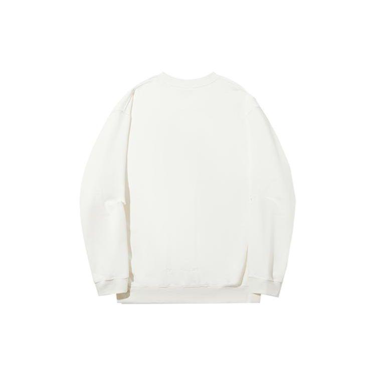 Li Ning Vital Series Solid Color Crew Neck Pullover Sweatshirt Unisex Sweatshirt Off-White AWDT701-3