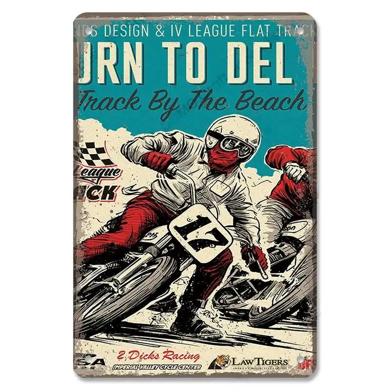 Винтажный плакат для мотокросса, металлические жестяные знаки, Гран-при мотоцикла, металлическая табличка, Декор, Настенный декор для гаража, мотоклуба, мужского пещерного бара
