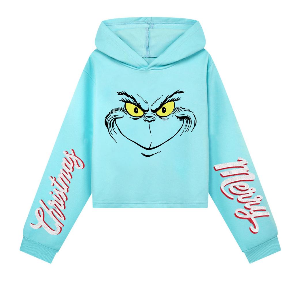 Kids' Casual Fashion Christmas Printed Long Sleeve Hooded Sweatshirt (No Drawstring)