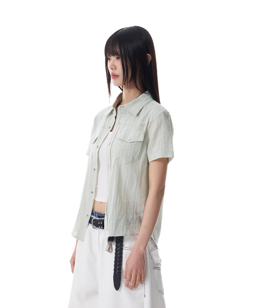 AAKAM Patterned Western Half Shirts (Green)