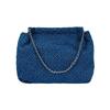 Tory Burch Fleming Quilted Fabric Shoulder Bag Women Bags Denim-Blue 167752-426