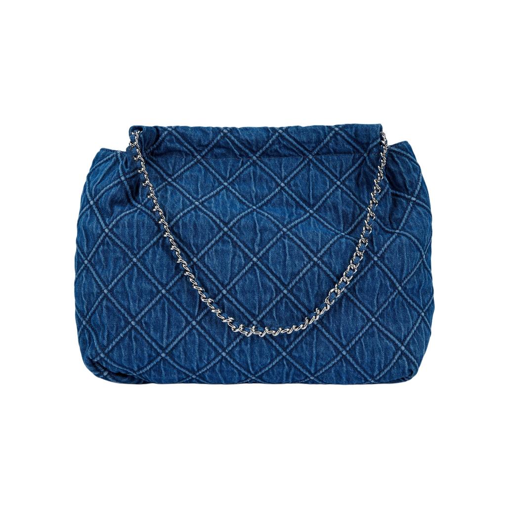 Tory Burch Fleming Quilted Fabric Shoulder Bag Women Bags Denim-Blue 167752-426