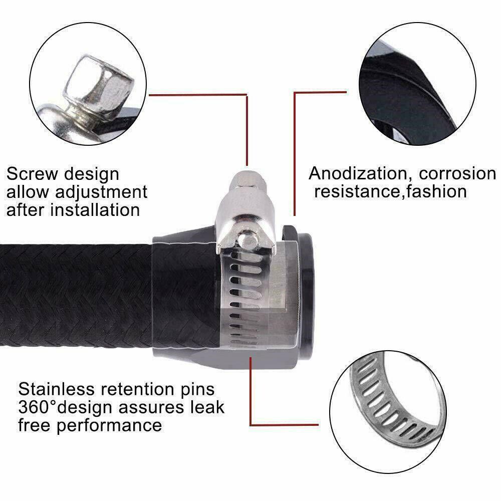 2-8PCS Hex Hose Finisher Clamp Screw Band Hose End Cover Fitting 4/6/8/10/12AN