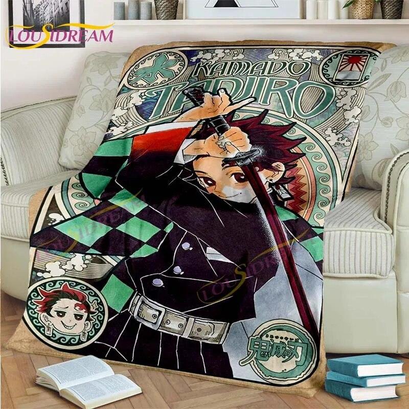 Одеяло японского аниме «Убийца демонов», мультяшное одеяло Tomioka Giyuu, одеяло, чехол на стул, одеяло, кровать, диван, покрывало, вентилятор, подарок