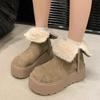 2025 Новые женские ботильоны зимние ботинки на толстой подошве зимние ботинки из замши теплые плюшевые классические ботинки Botas Mujer без застежек повседневные прогулочные ботинки