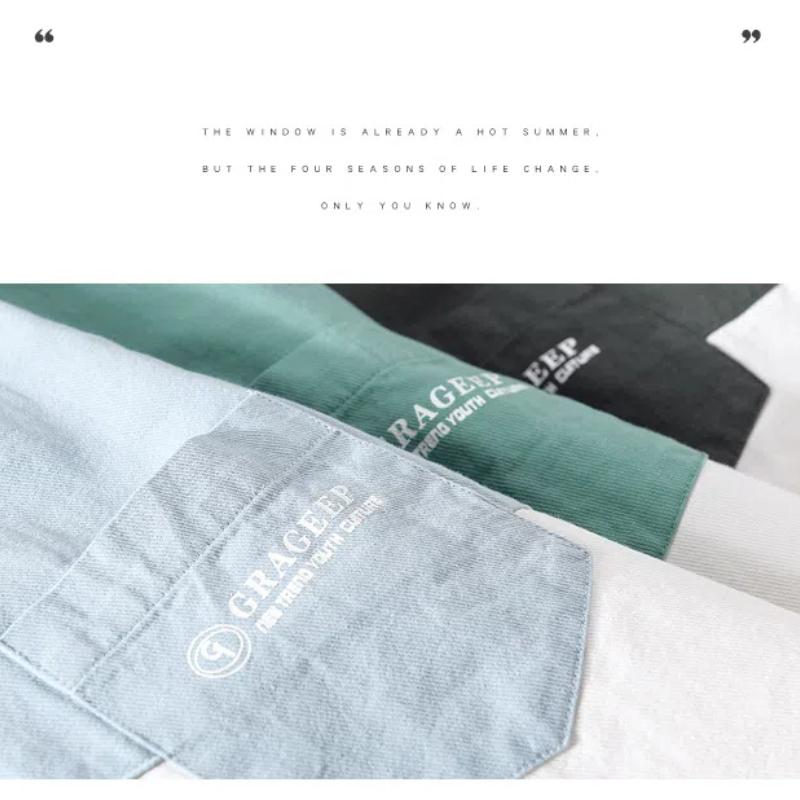 Корейская мода пэчворк мужские рубашки летние повседневные красивые рубашки с коротким рукавом из чистого хлопка мягкая и удобная мужская одежда