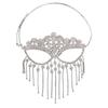 Women Face Cover Exaggerated Adjustable Open Design Tassel Sparkling Decorative Gift Full Rhinestones Masquerade