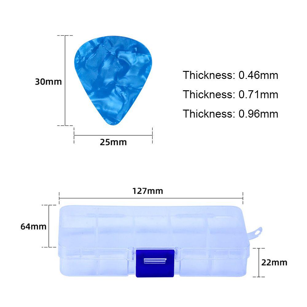 100 Pcs 0.46/0.71/0.96mm Gifts Shrapnel Ukulele Celluloid Electric Guitar Picks with Box Plectrum