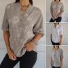 Женская рубашка с V-образным вырезом, декором на пуговицах, коротким рукавом, свободным кроем, повседневная рубашка с цветочным принтом