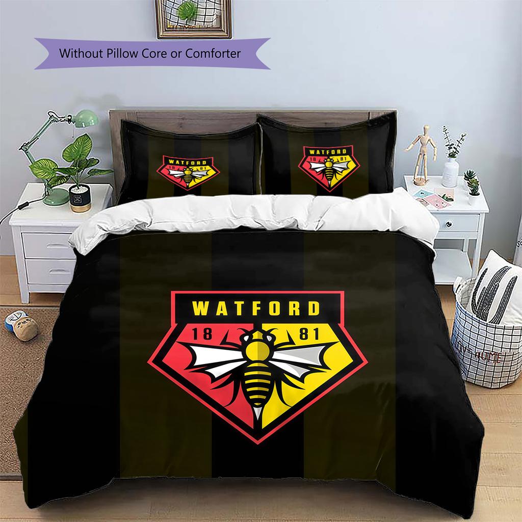 Watford F.C Pattern Bedding Quilt Set Home Decoration Gift (1 * duvet cover + 2 * pillowcase without core).xwn